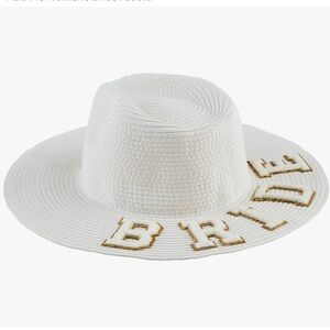 NEW Bride’s Mud Pie Women's Embroidered Bride Fedora Sunhat Adjustable NWT